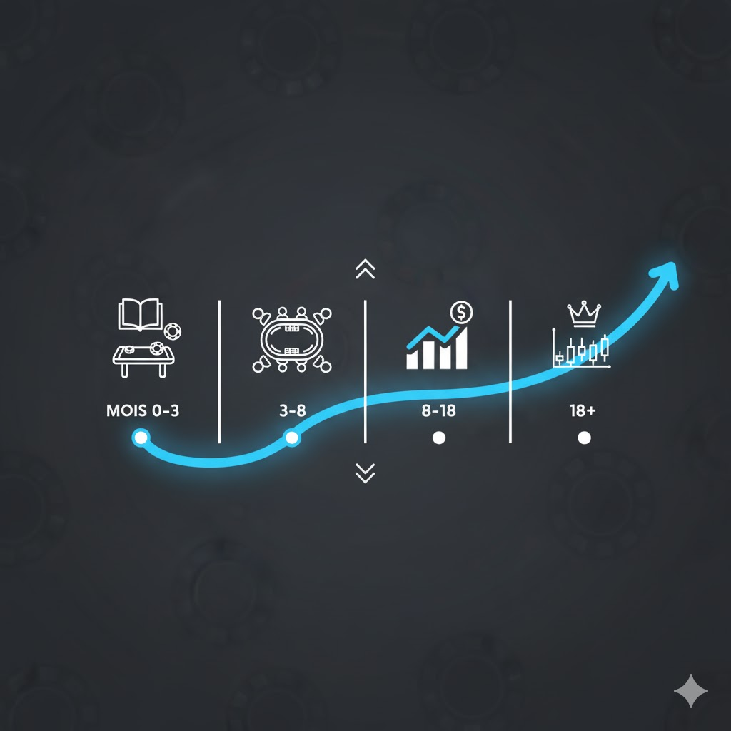 Timeline de progression au poker : du débutant aux limites gagnantes en 24 mois
